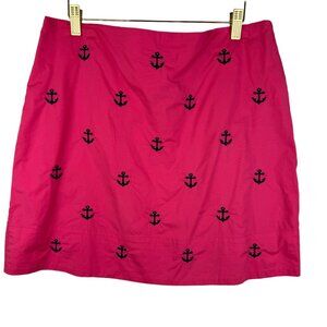 Castaway Nantucket Womens Skirt Pink Anchor Embroidered Mini Lined Nautical
